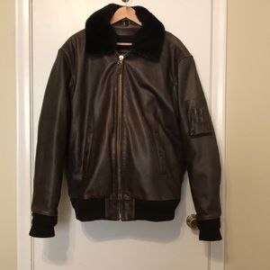 Leather bomber jacket